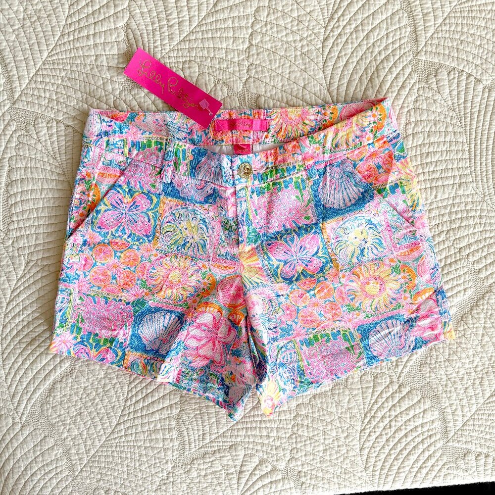 Lilly Pulitzer Floral Patch My Drift Mid Rise Callahan Shorts Womens 00 NWT